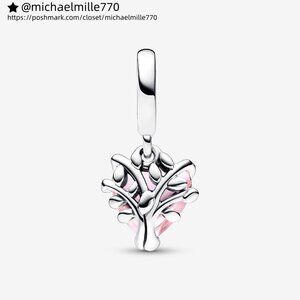 Pandora Pink Family Tree & Heart Dangle Charm